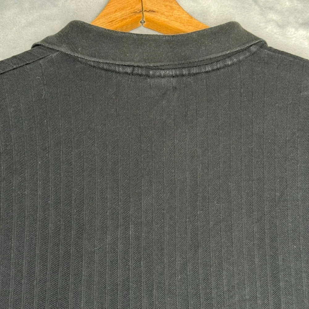 Ralph Lauren Mens XL Black Ribbed V-Neck Short‎ Sleeve Polo Shirt Cotton Vintage